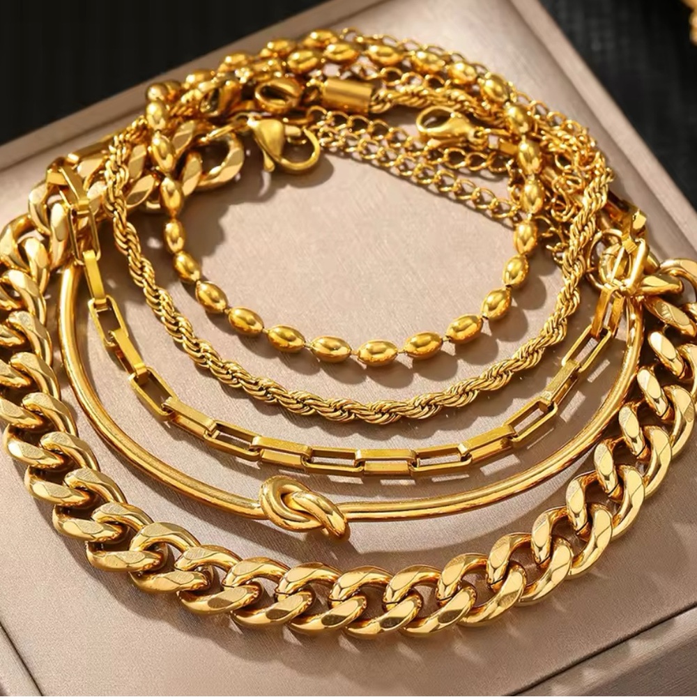 Gold stainless steel stackable bracelets!